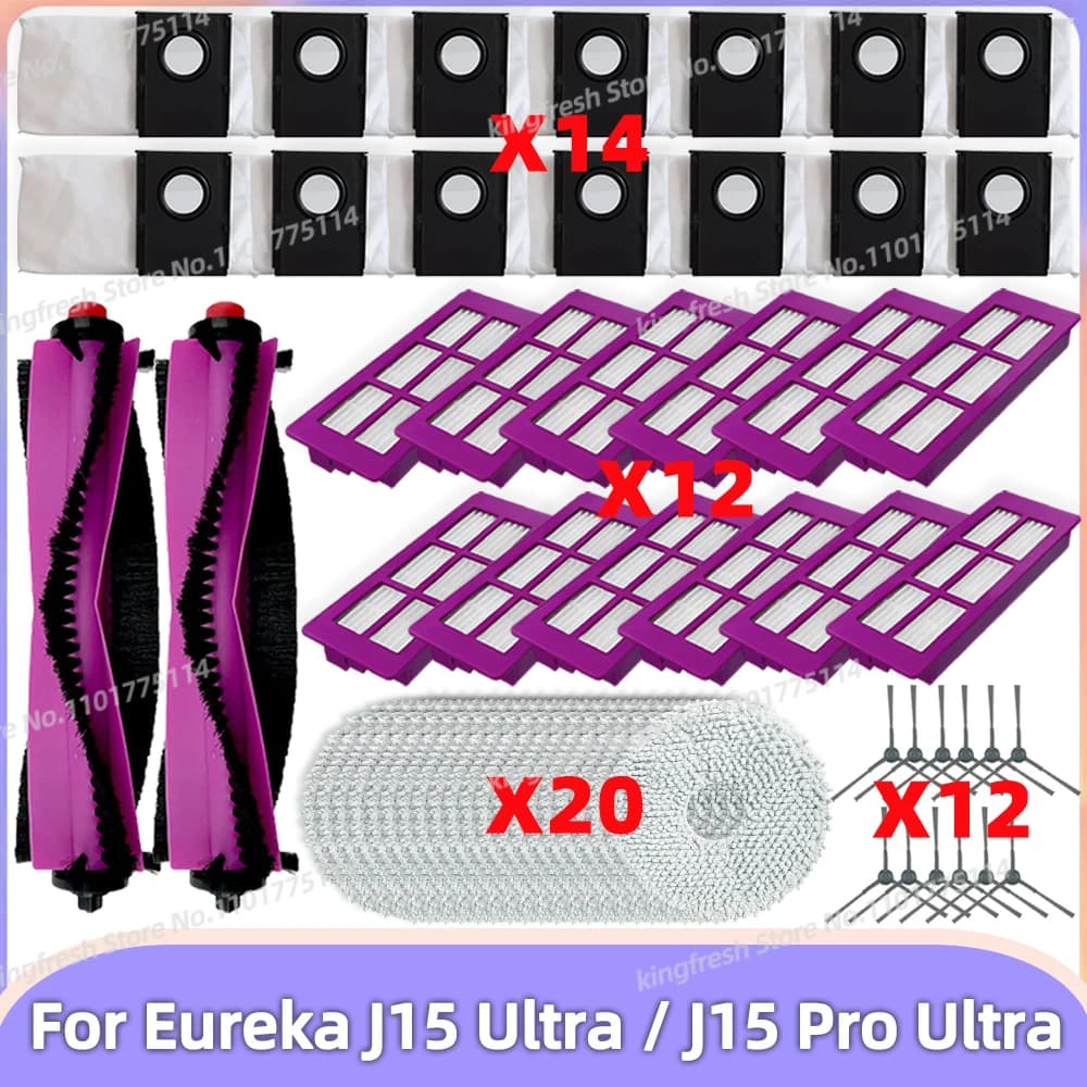 Compatible For ( Eureka J15 Pro Ultra / Eureka J15 Ultra ) Vacuum Parts Main Roller Side Brush HEPA Filter Mop Cloth Dust Bag