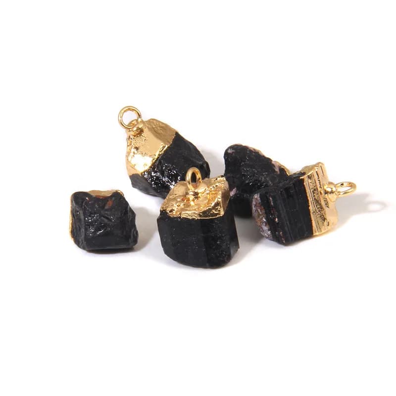Irregular Black Tourmaline Pendant Original Rough Raw Natural Stone Quartzs Crystal Charms For Making DIY Jewelry Accessories