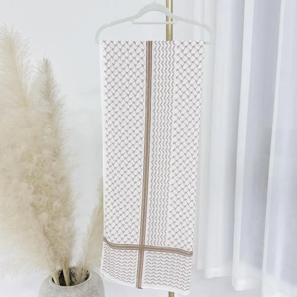 Chiffon Headscarf Stylish Chiffon Plaid Print Long Scarf for Summer Outfits Soft Middle Eastern Headscarf Accessory for Comfort