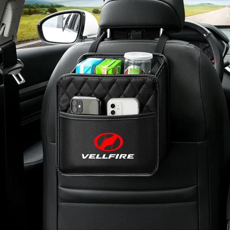 Car Seat Back Organizer Bag Stowing Tidying Multi Hanging PU Leather for Toyota VELLFIRE Car Accessories Automobile protection