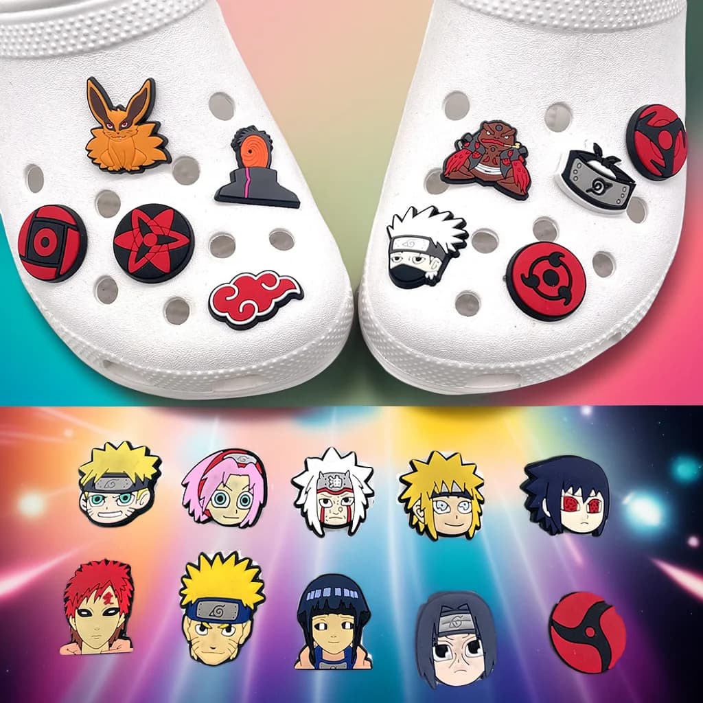 20PCS Shoe Decoration Kakashi Itachi Anime Shoe Charms Garden Shoe Accessories Buckle Fit Clogs Decoration Sandals Decor Gift