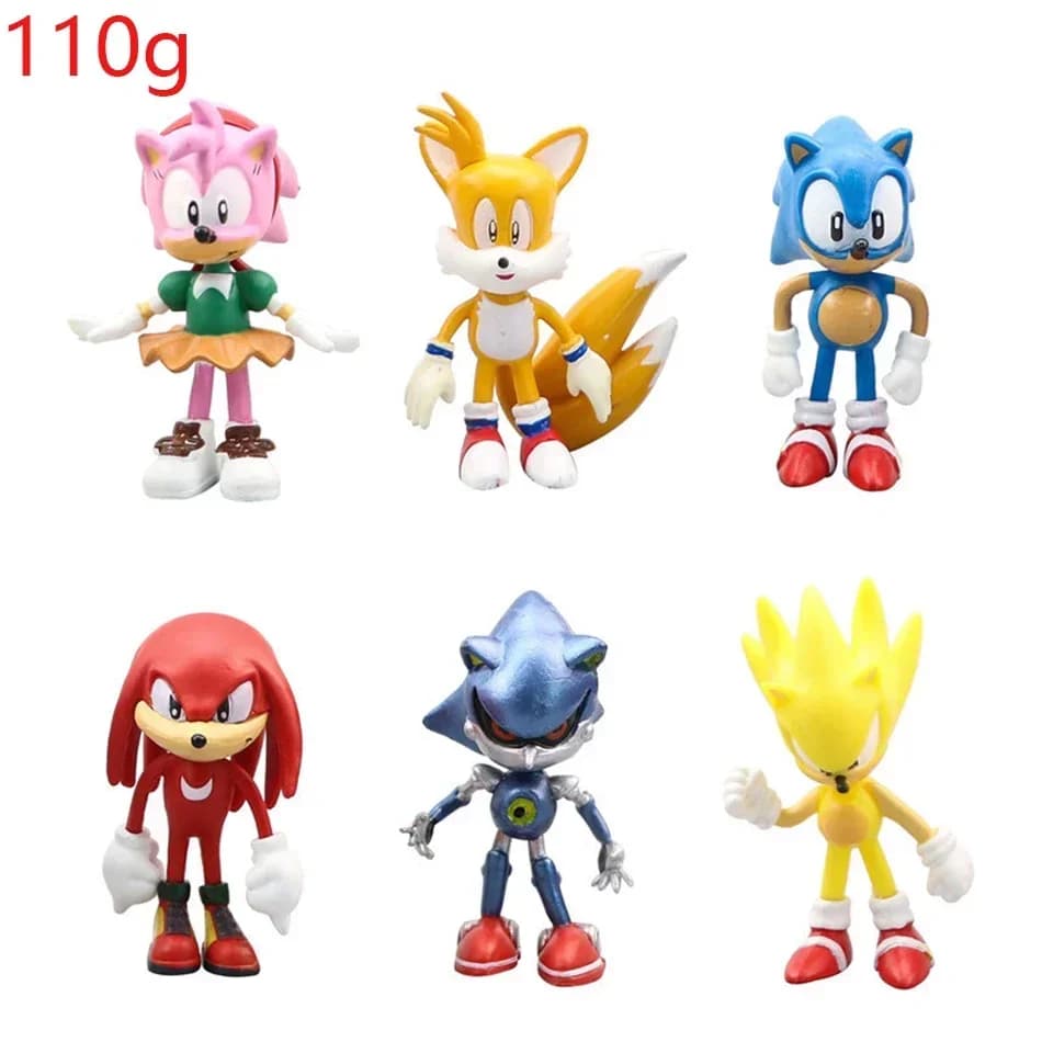 New whole set sale Sonic Tails Werehog Action Figures Blue Shadow Doll Cartoon Figurines Collectible Dolls Kids Hedgehog Toy