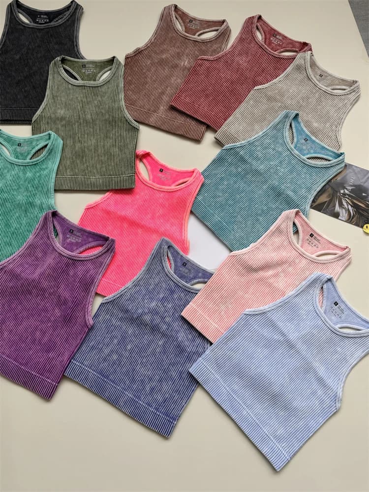 Seamless Yoga Top Fitness Sports Gym Running Vest Workout Women Athleisure Sleeveless Crop Top