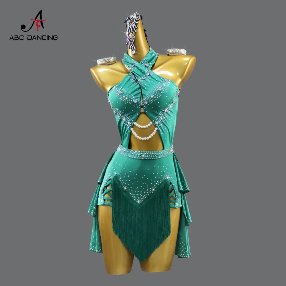 2025 Dance Costume For Girls Latin Dress Party Samba Womens Line Suit Sexy Ballroom Practice Clothes Prom Fringe Skirt Customize