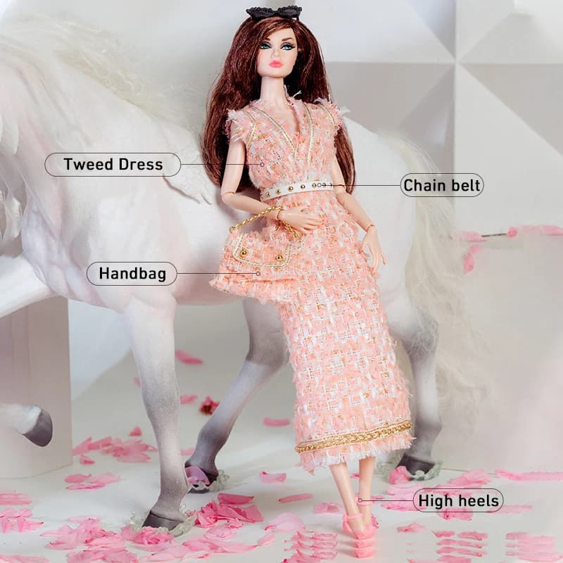 European Fashion Feather Dress Gauze Skirt 32cm Supermodel Doll Clothes Suit Exquisite Accessories Set DIY Toys Collector Gifts