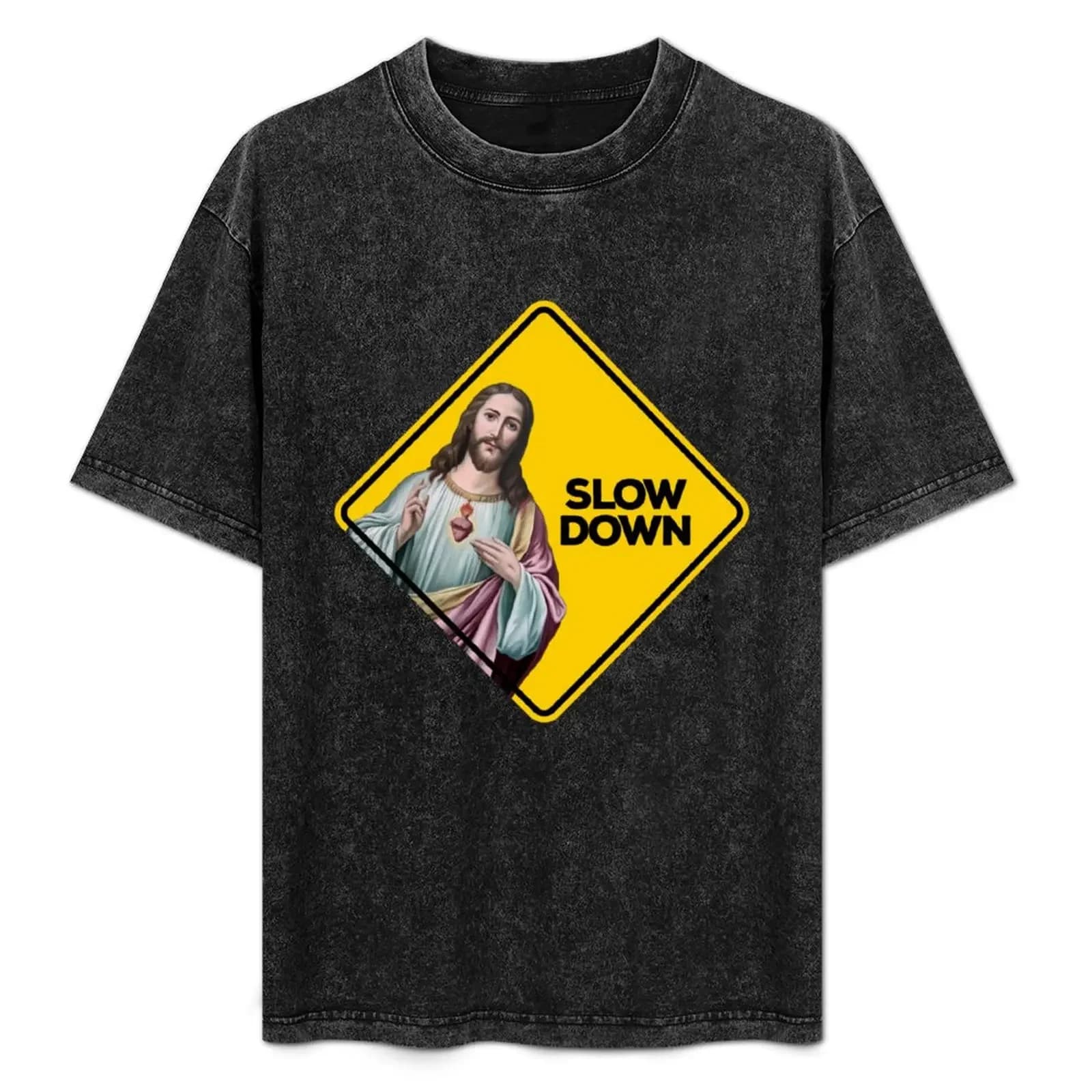 Jesus Slow Down Sign Meme T-Shirt shirts graphic tees anime stuff heavyweights t shirt vintage plain black t
