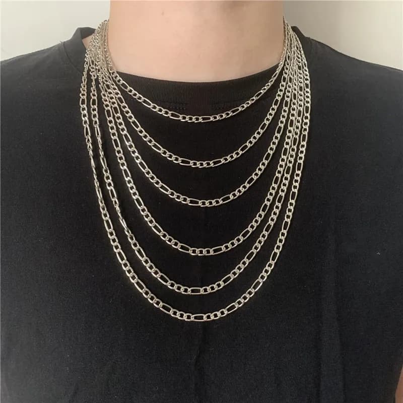 Men Necklace Golden Silver Color Simple Trendy Neck Jewelry for Men 45/50/60/70CM Various Size Statement Necklace for Friend