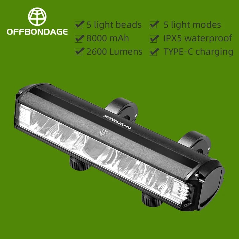 OFFBONDAGE Bicycle Light Front 2600Lumen Bike Light 8000mAh Waterproof Flashlight USB Charging MTB Road Cycling Lamp Accessories