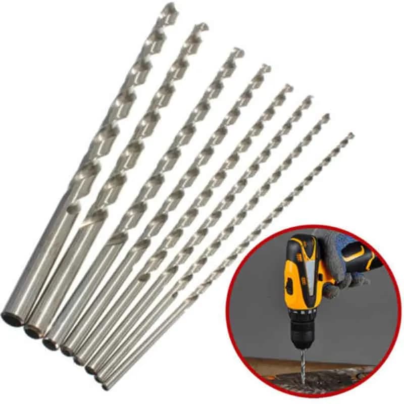 2-6mm HSS Rotary Drill Bit Set 160-300mm Extra Long Straight Shank Steel Rotary Auger Head Kit For Electric Metal Woodworking