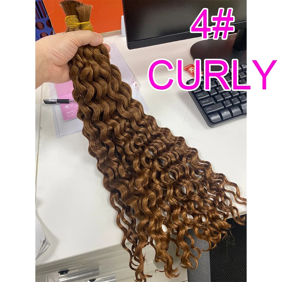 Curly Wave Extension Human Hair 10A Deep Wave Full Head for Black Women Brazilian Remy Human Hair Natural Color Double Weft Bulk
