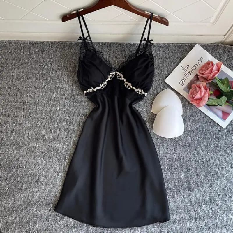 Sexy Lady Nightgown Women Silky Satin Strap Nightdress Lace Sleepwear Nighty Gown Summer Nightwear Home Dress Lingerie