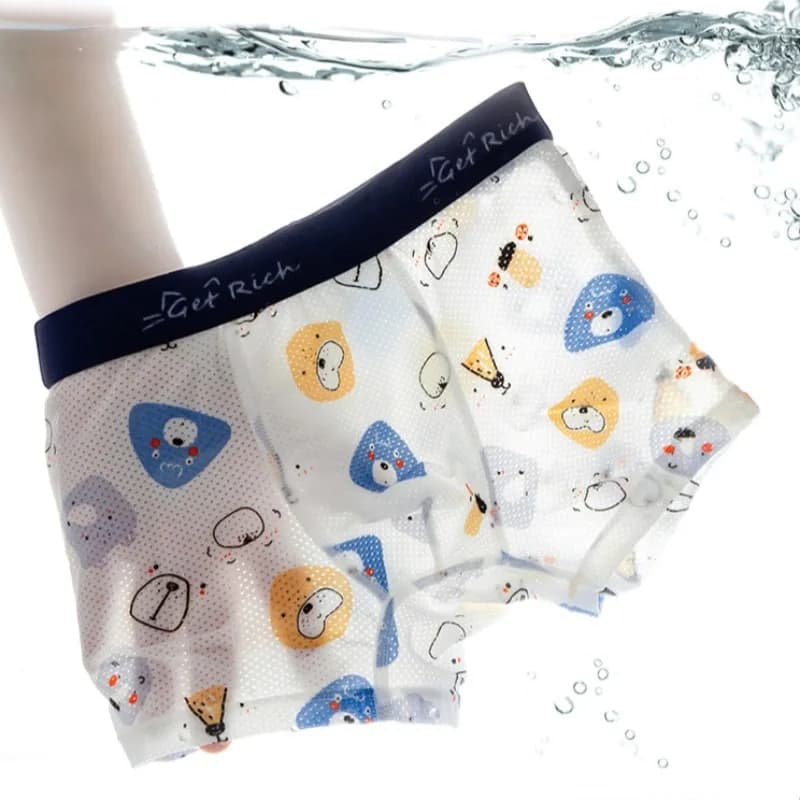 4PCS Kids Boys Thin Mesh Cool Breathable Panties Baby Cute Cartoon Print Knickers 2+y Young Child Soft Antibacterial Underwears