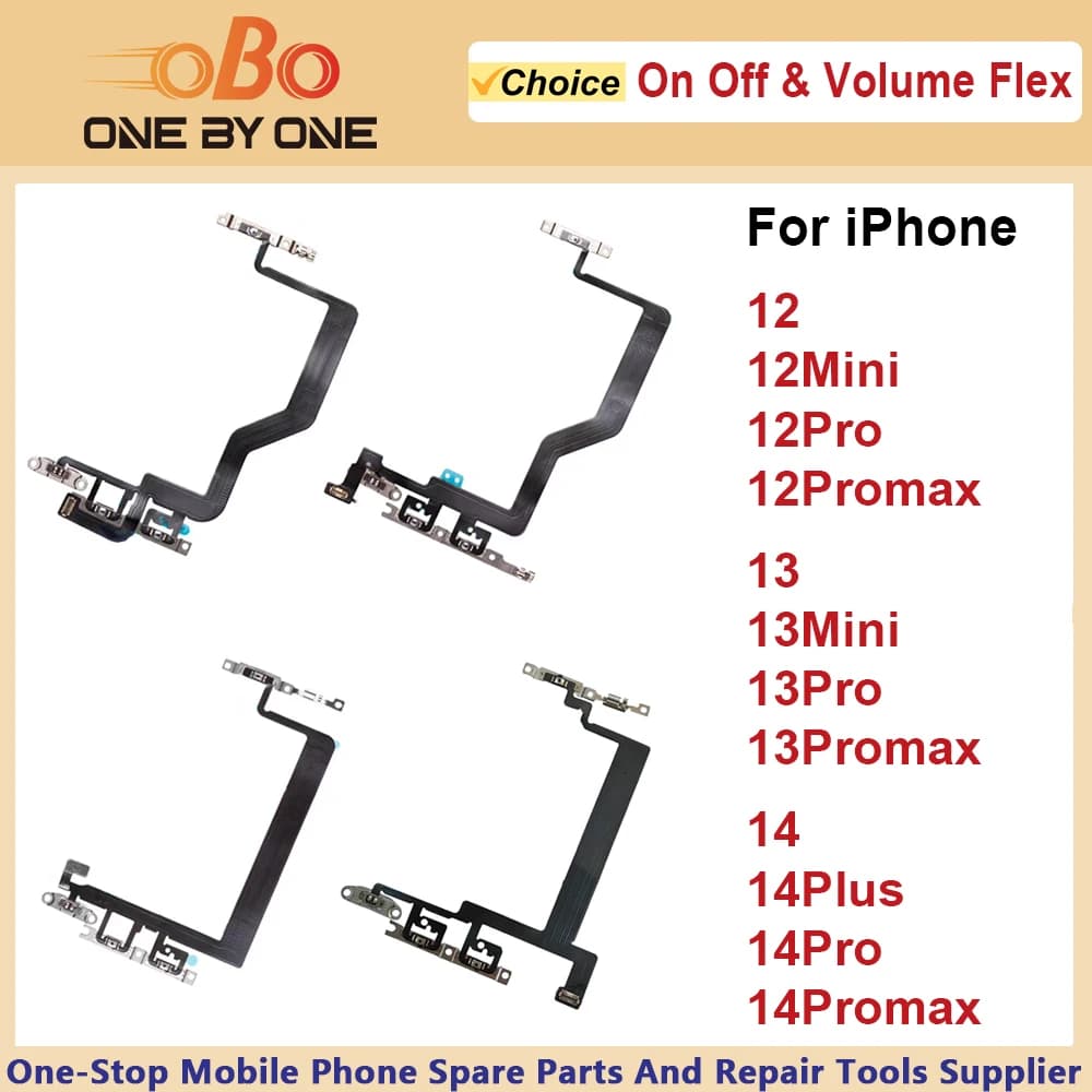 Power Switch On Off Mute Volume Button Flex On Off Flex For iPhone 12 13 14 ProPromax 12mini 13mini Repair Part(1PC)