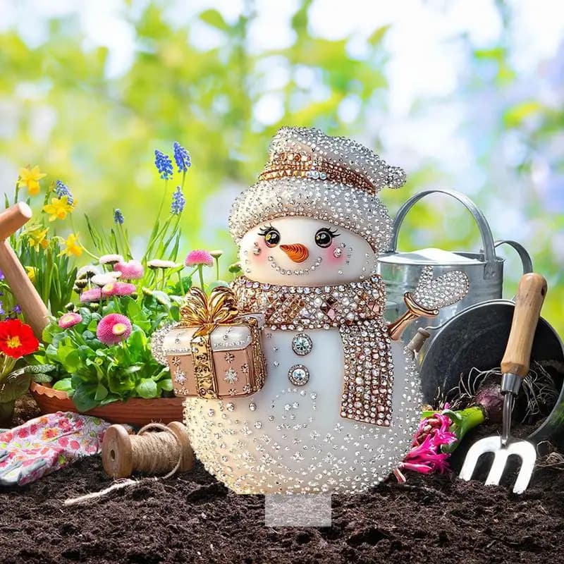 Snowman Garden Stake Creative Snowman Outdoor Stake Waterproof 2D Acrylic Snowman Yard Stake Creative Art Stake Christmas