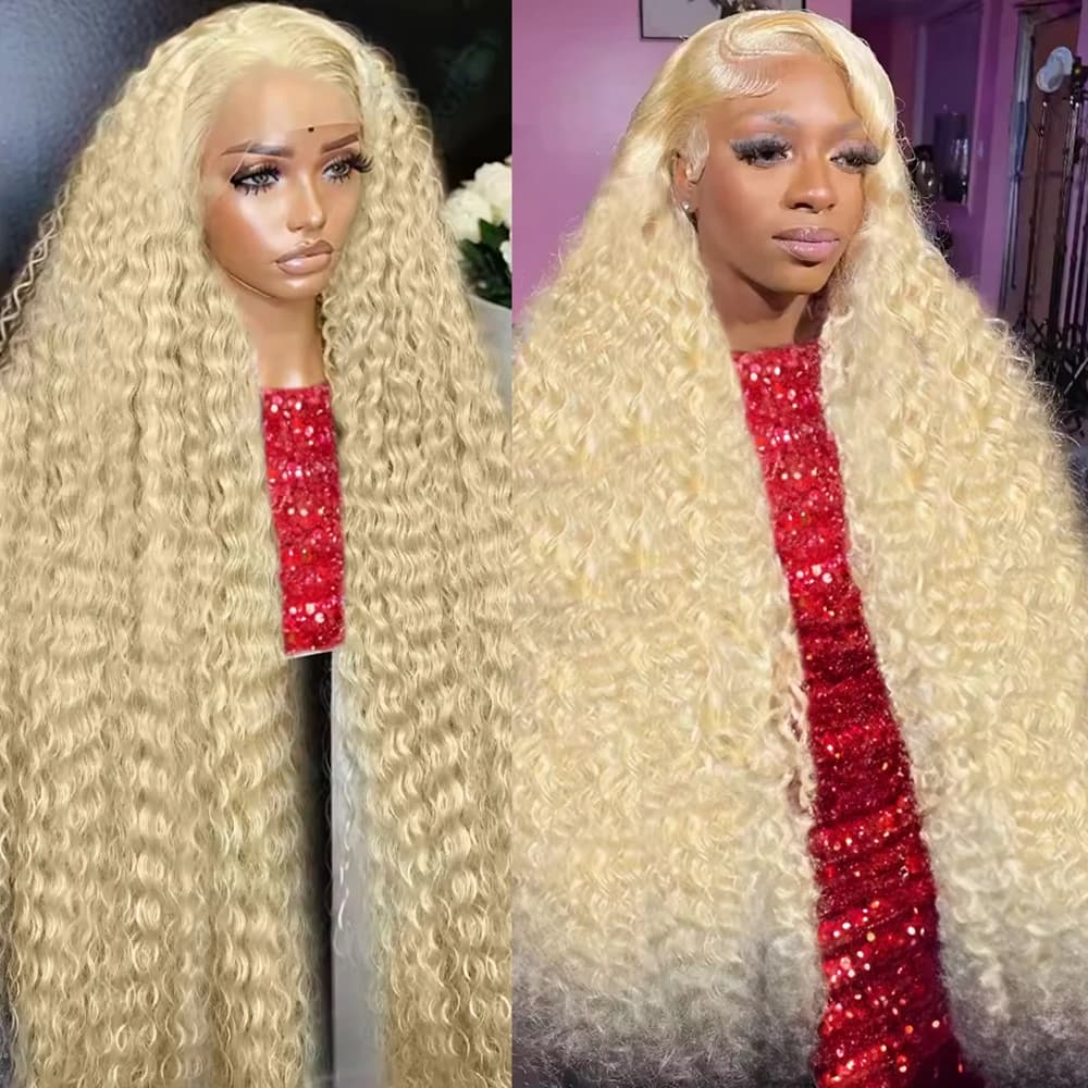 Deep Wave 13x6 HD Lace Frontal Human Hair Wig 30 40 Inch Curly 613 Honey Blonde Water Wave 13x4 Lace Front Wigs For Women 250%