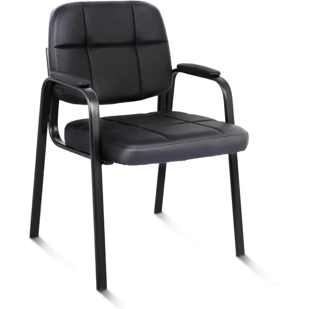 Guest Reception Chair, Conference Room Chairs Waiting Room Chairs with Padded Arms Desk Chair No Wheels Leather Office Chair