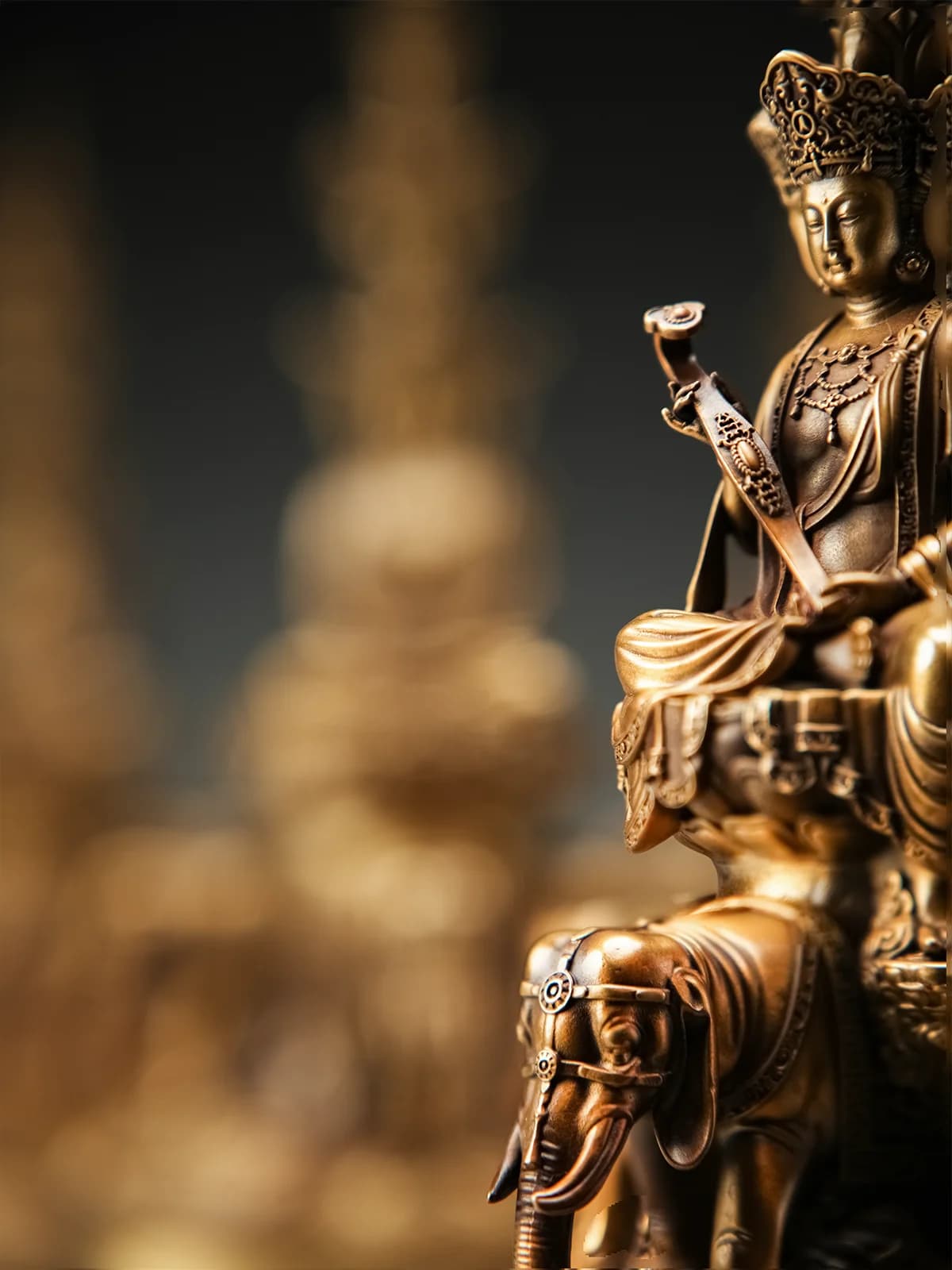 Bronze Seiko Emei Mountain Jinding Full Body Statue of Shifang Puxian Bodhisattva Ornaments