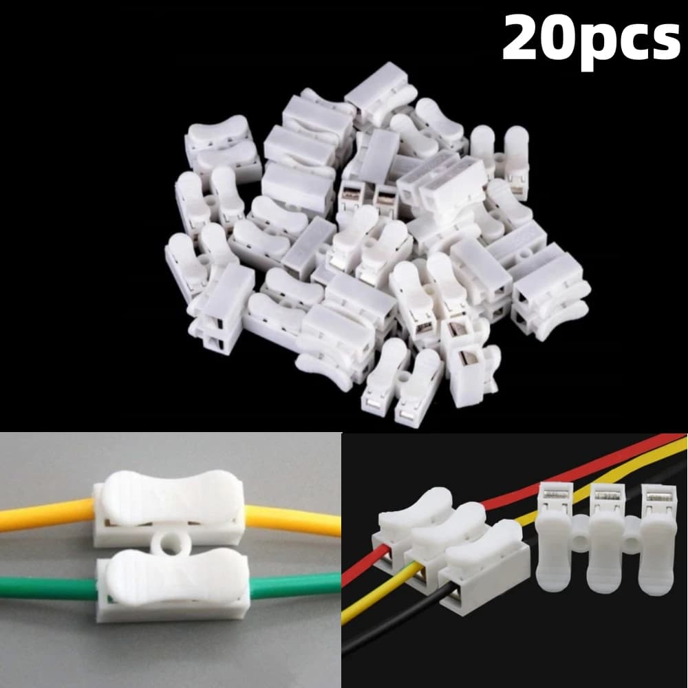 20pcs Wire Connectors CH-2 CH-3 No Solding Welding Quick 2P 3P Cable Wire Connector No Screw Terminal Block Spring Clamp