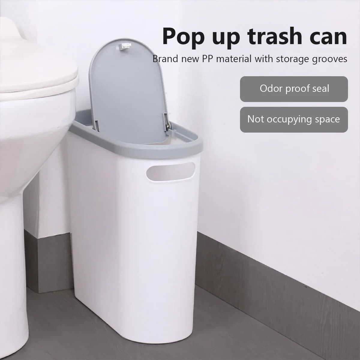 10L Bathroom Trash Can Press Type Garbage Can with Lid Trash Bin for Kitchen Bedroom Living Room Toilet Bucket Waste Trash Can