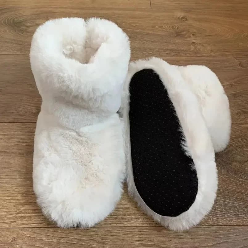 Home Fuzzy Slipper Womens Winter Fur Contton Warm Plush Indoor Flat Female Room Fluffy House Floor Wool Fleece Shoes Boots Hairy