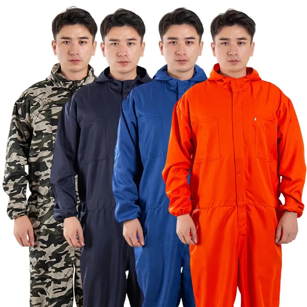 Waterproof Work Jumpsuit Car Repair Workshop Men Jumpsuit with Hat Men Workout Tracksuit Workshop One-Piece Romper Coverall