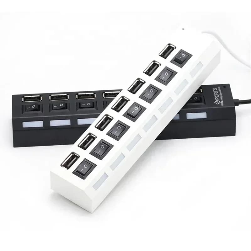Multiple Expander USB Hub 7 Port Multi USB Splitter Power Adapter With On Off Switch for PC Laptop MacBook Accessories