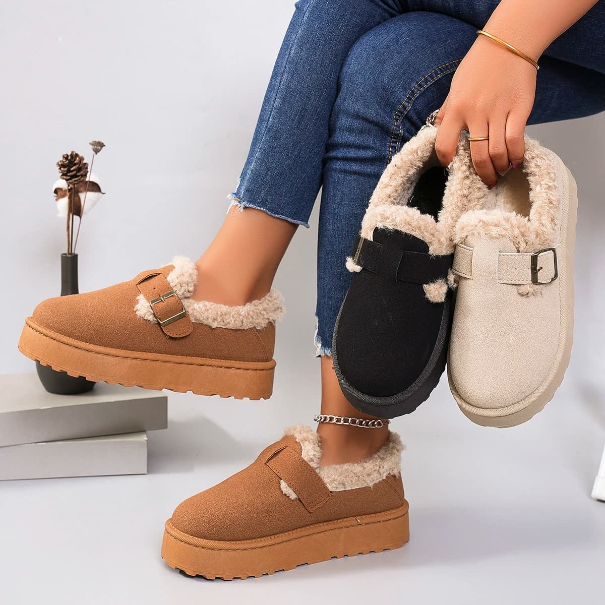 Women Boots Hot Lightweight Comfortable Platform Boots Spring and Autumn Winter Shallow Round Toe Boots Casual Shoes for Women