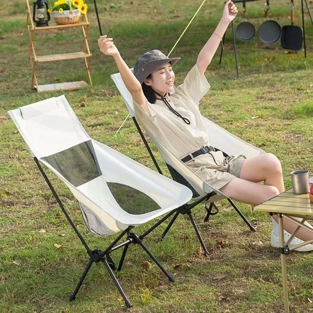 Foldable Camping Chairs Ultralight Folding Outdoor Chair Beach Picnic Moon Chair Travel Folding Chair And Portable Travel Gear