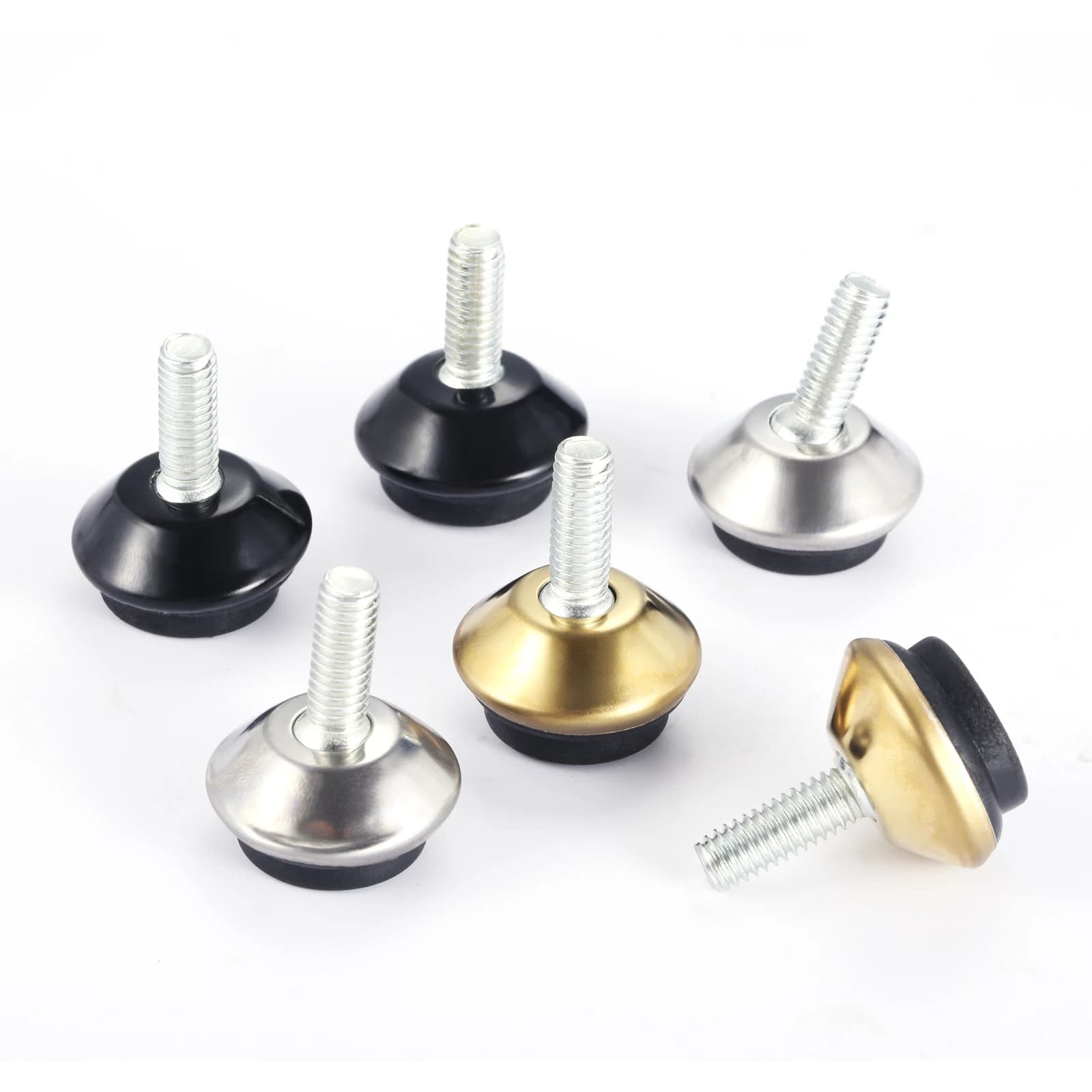 4pcs Adjustable Furniture Levelers Feet Metal Leg M6*15mm Thread Screw Black/Silver/Gold for Cabinet Table Chair Machine Base