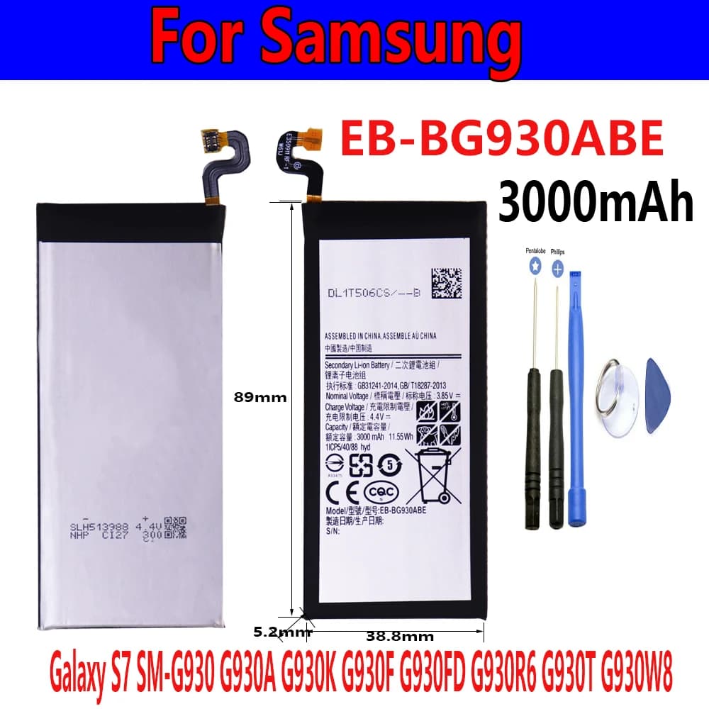 Original Battery EB-BG930ABE 3000mAh Battery for Samsung Galaxy S7 SM-G930F G930FD G930 G930A G930V/T G930FD G9300 +free Tools