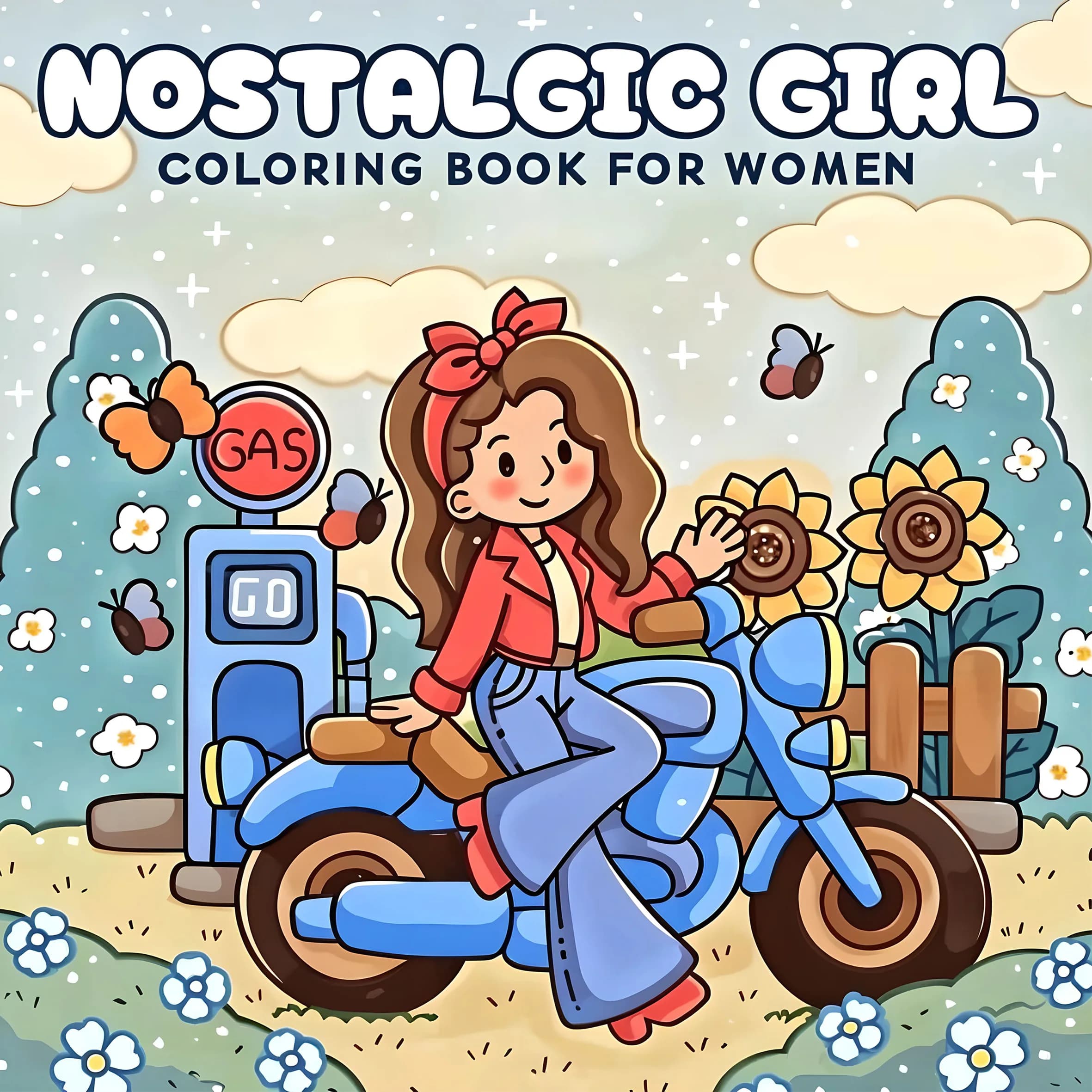 NOSTALGIC GIRL: Coloring Book for Adults Featuring Cute Cozy Daily Activities for Relaxation (Cozy Spaces Coloring)