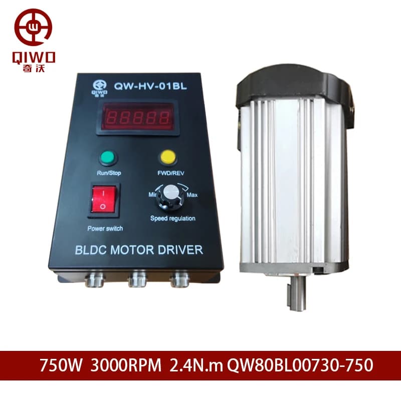 BLDC Motor 110V 6000rpm 0.75KW 750W 1.19N.M 80mm Brushless DC Motor Low Noise Hall Brushless Motor F/R Rotattion With Driver
