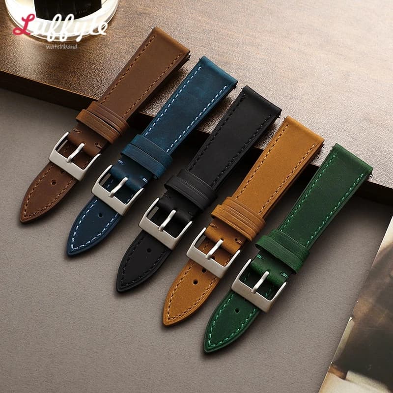 Quick Release Vintage Retro Genuine Leather Watch Band 18mm 19mm 20mm 21mm 22mm Soft Watch Bracelet Men Women Watch Strap