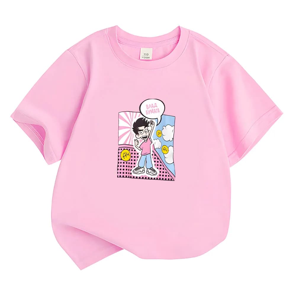 A4 Влад Бумага T-shirt Cartoon Print Short Sleeve Tee-shirt Fashion Cotton High Quality Clothes Spring/Summer Boys/girl Tees Top