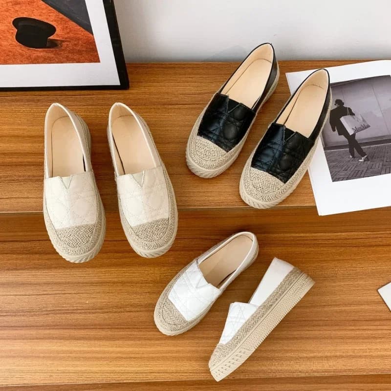 Women's Shoes Espadrilles White Female Footwear Loafers Round Toe Cotton Fashion and Low Price Zapatillas Mujer
