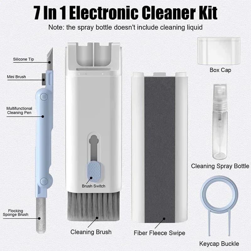 Keyboard Cleaning Kit 7-in-1 Laptops Cleaner with Keycap Puller, Multifunctional Keyboard Brush Cleaning Set for Airpods Phone