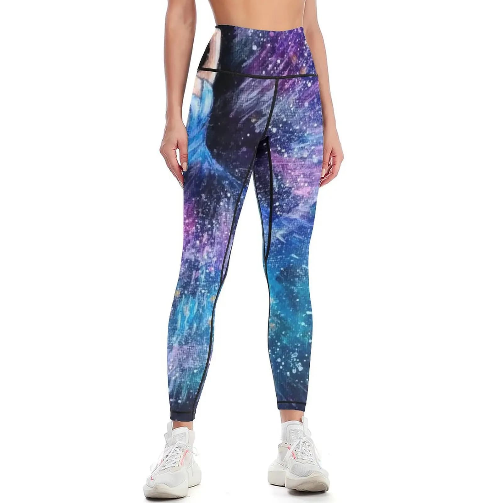 Galaxy girl, space fantasy, purple and blue nebula. Leggings gym wear Fitness's gym clothes for fitness Womens Leggings