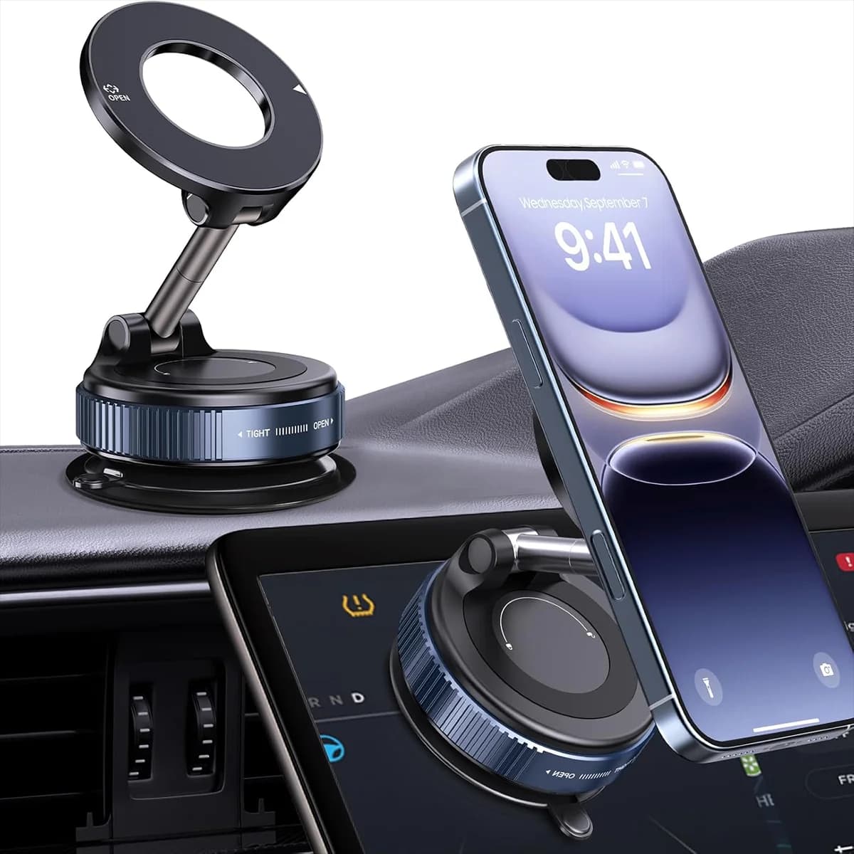 360° Rotatable Vacuum Magnetic Phone Holder, Foldable and Retractable Suction Cup Car Phone Mount for Car/Gym/Mirror/Smooth