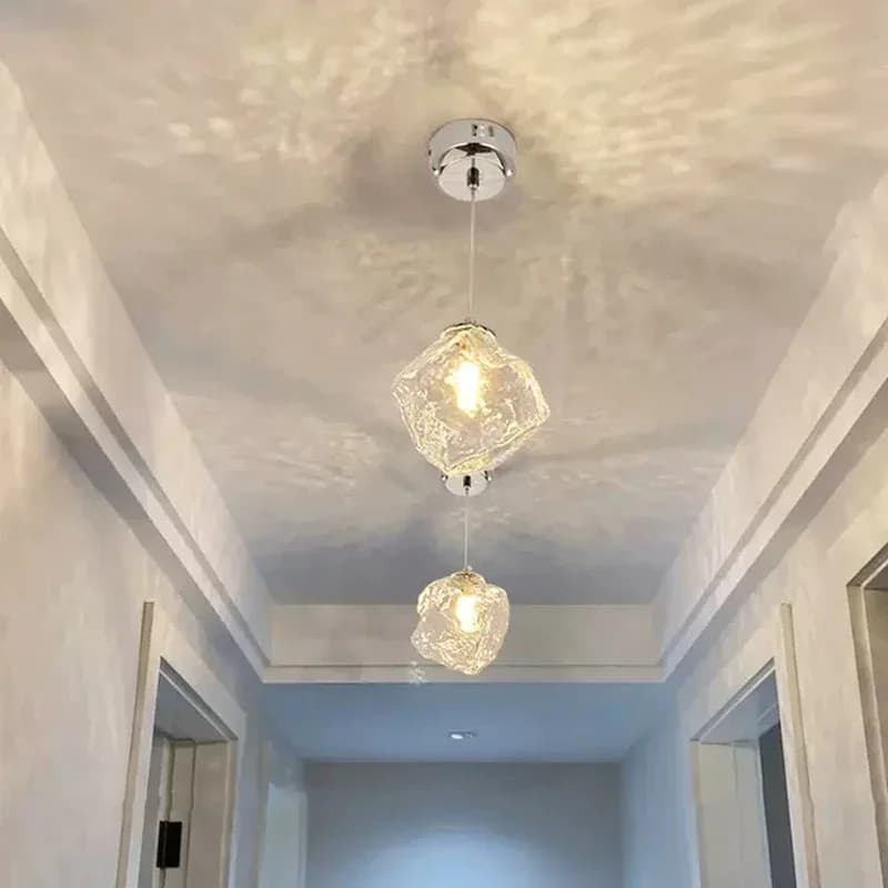 Moderne LED Glass Pendant Lamp Ice shape design Living Room Hotel Aisle Restaurant Bedroom chandelier Home Interior Fixture