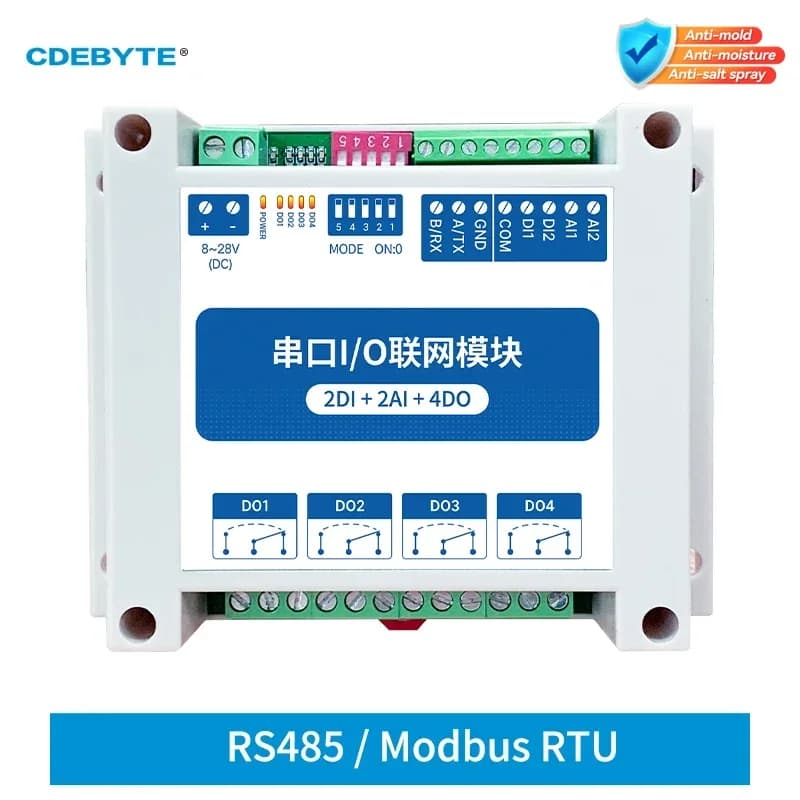 MA01-AACX2240 IOT RS485 ModBus RTU I/O Network Modules with Serial Port 4 Switch Output 2DI+2AI+4DO Stability Watchdog for PLC