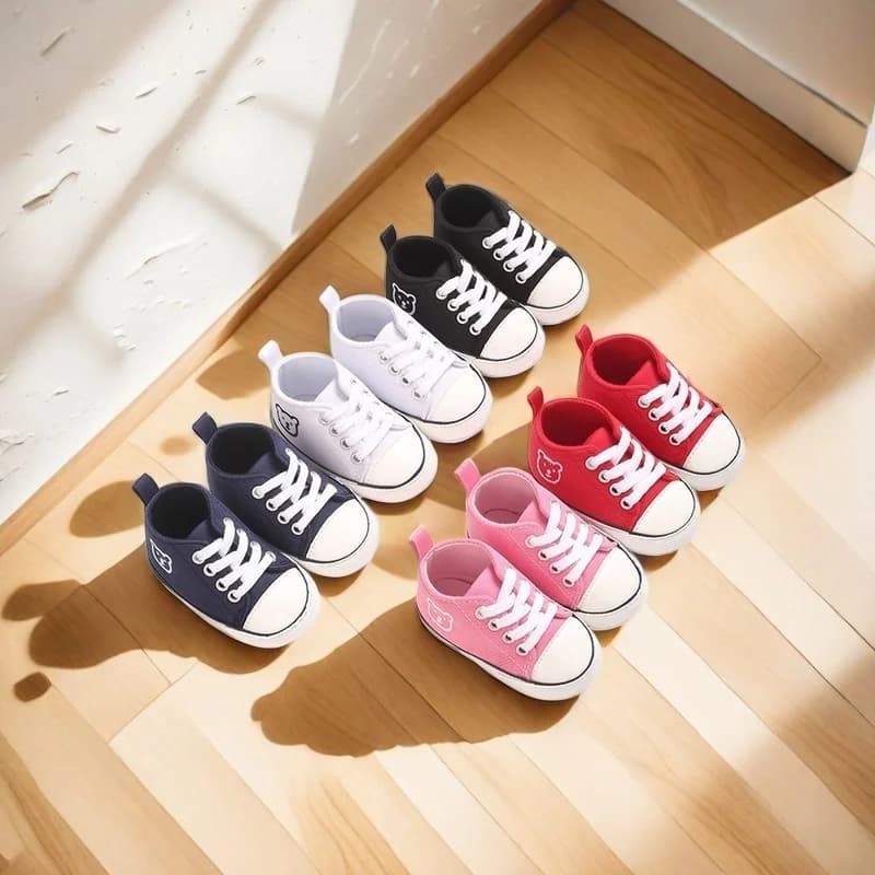 New 0-18M Baby Shoes With Lace Up Canvas Sports Shoes Multi-Color Children's Cloth sole Anti Slip Casual Sports Shoes Walking