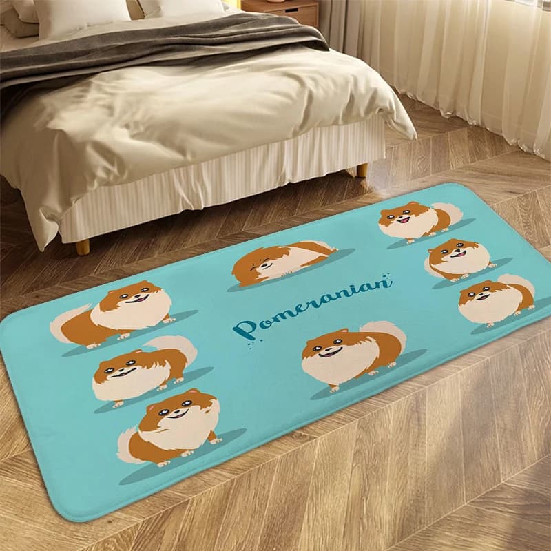 Washable Non-slip Mats Pomeranian Anime Carpet for Bedroom Custom Rugs Aesthetic Carpet Entrance of House Interior Entrance Mat