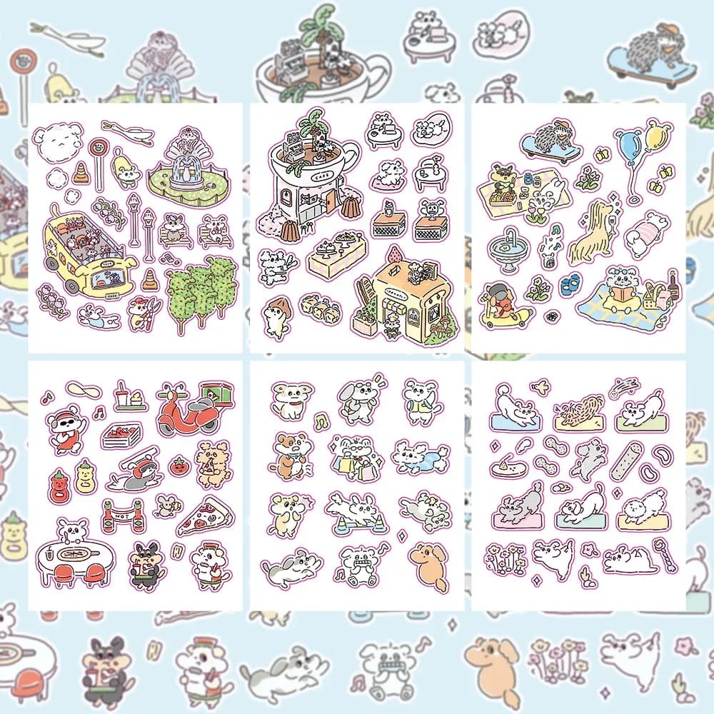 Puppy stickers creative cute diy decoration material handbook stickers