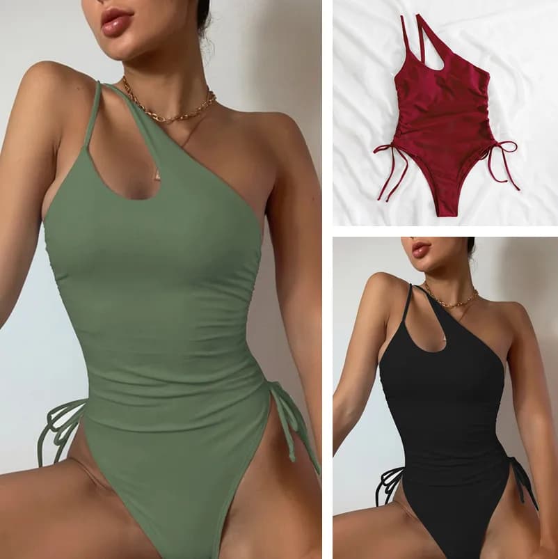 2025 S-XL Shiny Swimwear Women Beach One Piece Swimsuit Mujer Trikini Maio Biquini Badpak Bikini Monokini Stroj Kapielowy