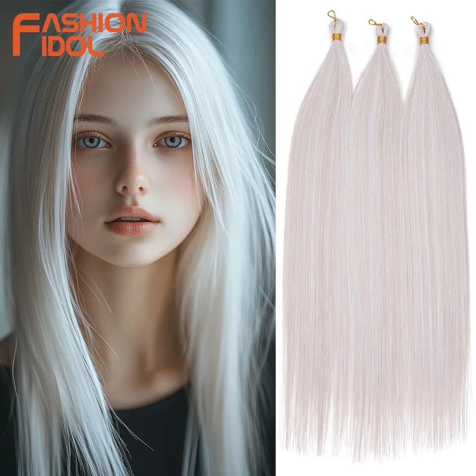 28" 3PCS 300g Ariel Straight Pony Hair Bundles Crochet Braids Hair Synthetic Braiding Hair Ombre Blonde Crochet Hair Extensions