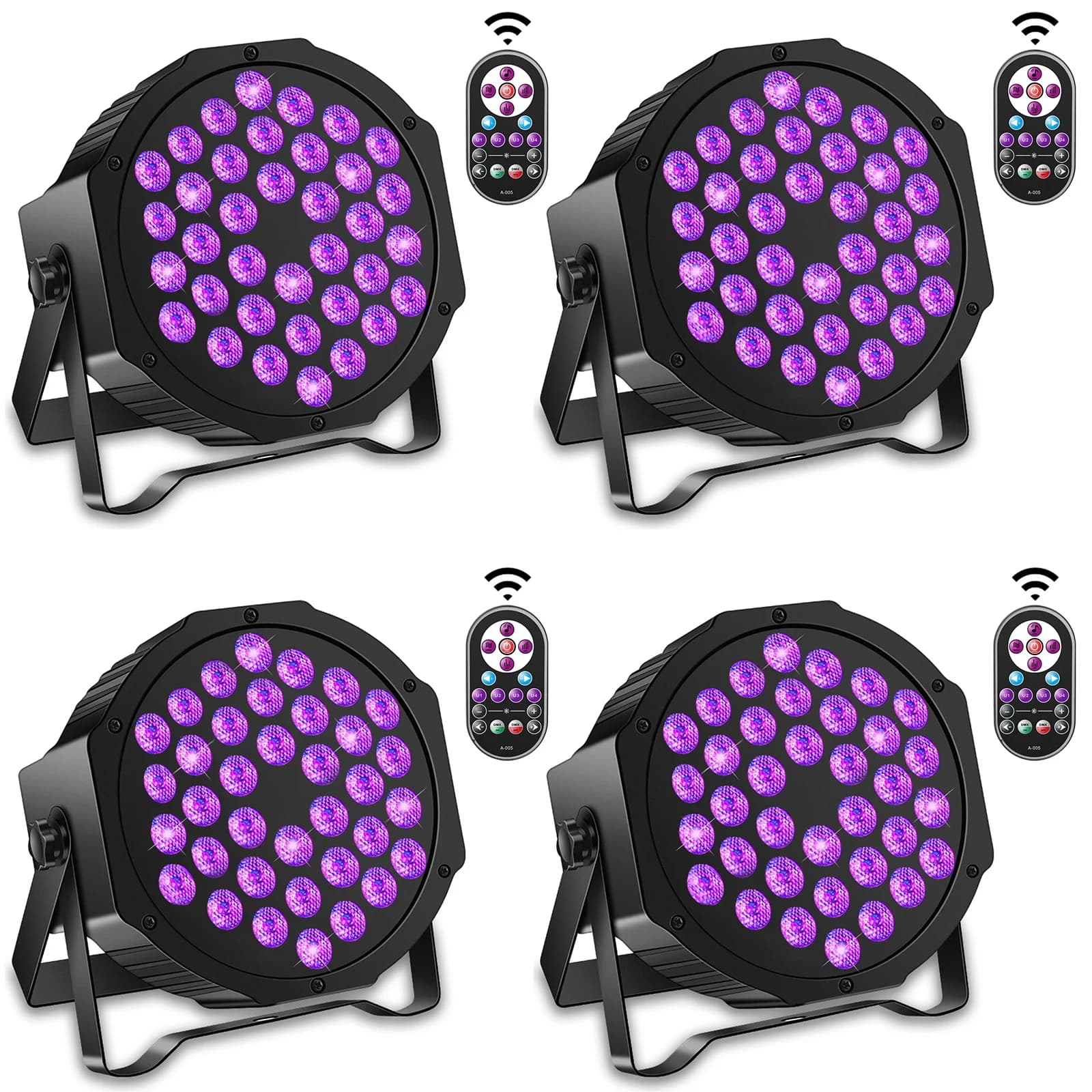 U'King 4PCS 36 LED Stage Flat Par Lighting 36W UV Blacklight DMX512 Effect for DJ Disco Party Christmas Bar Club Show Lights