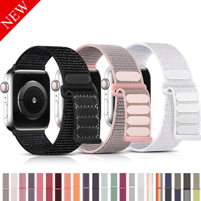 Nylon Strap For Apple Watch Band 10 9 8 7 SE 6 5 Ultra2 49MM 40MM 44MM 45MM 41MM Accessorie bracelet for iWatch serie 46MM 42MM