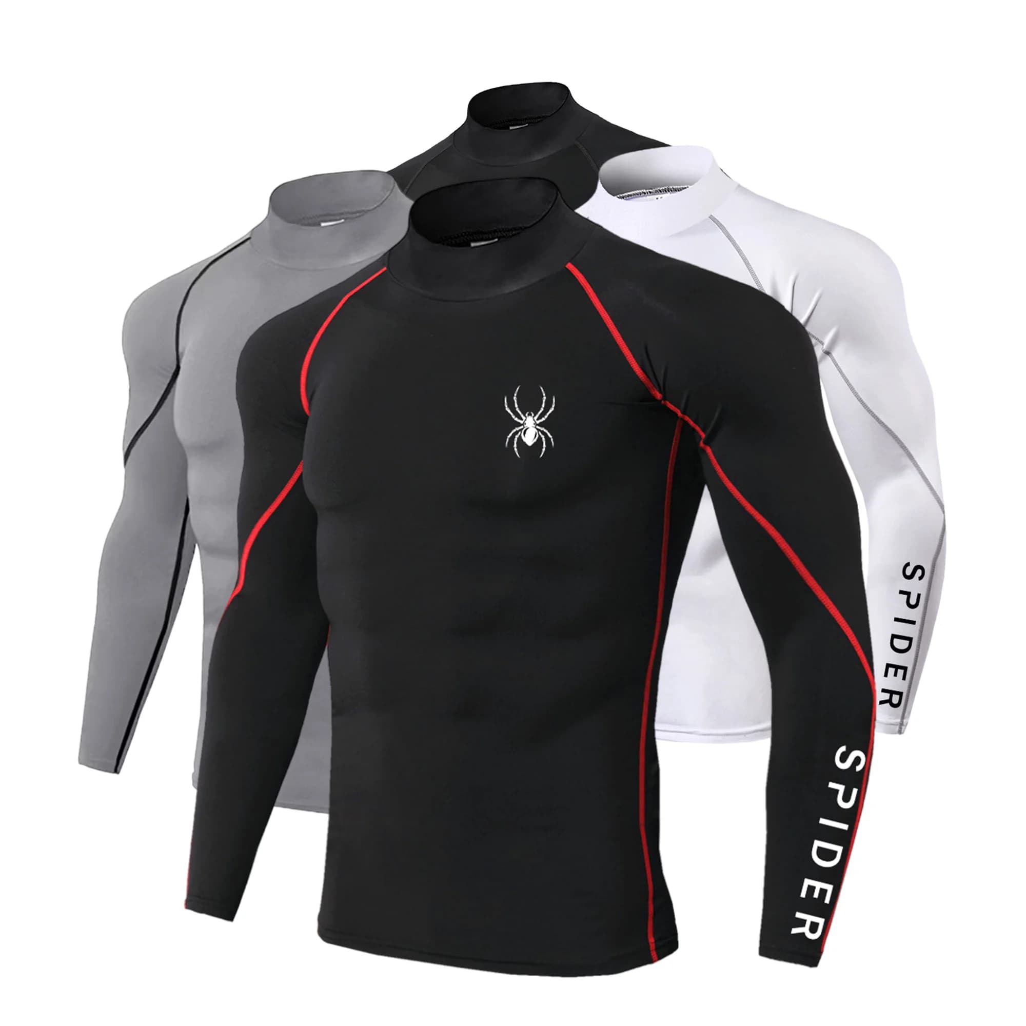 Men's Running Shirt Undershirt Long Sleeve Skinny T-shirt Gym Fitness Sport Tops Tee Elastic Athletic Tight Compression Shirts