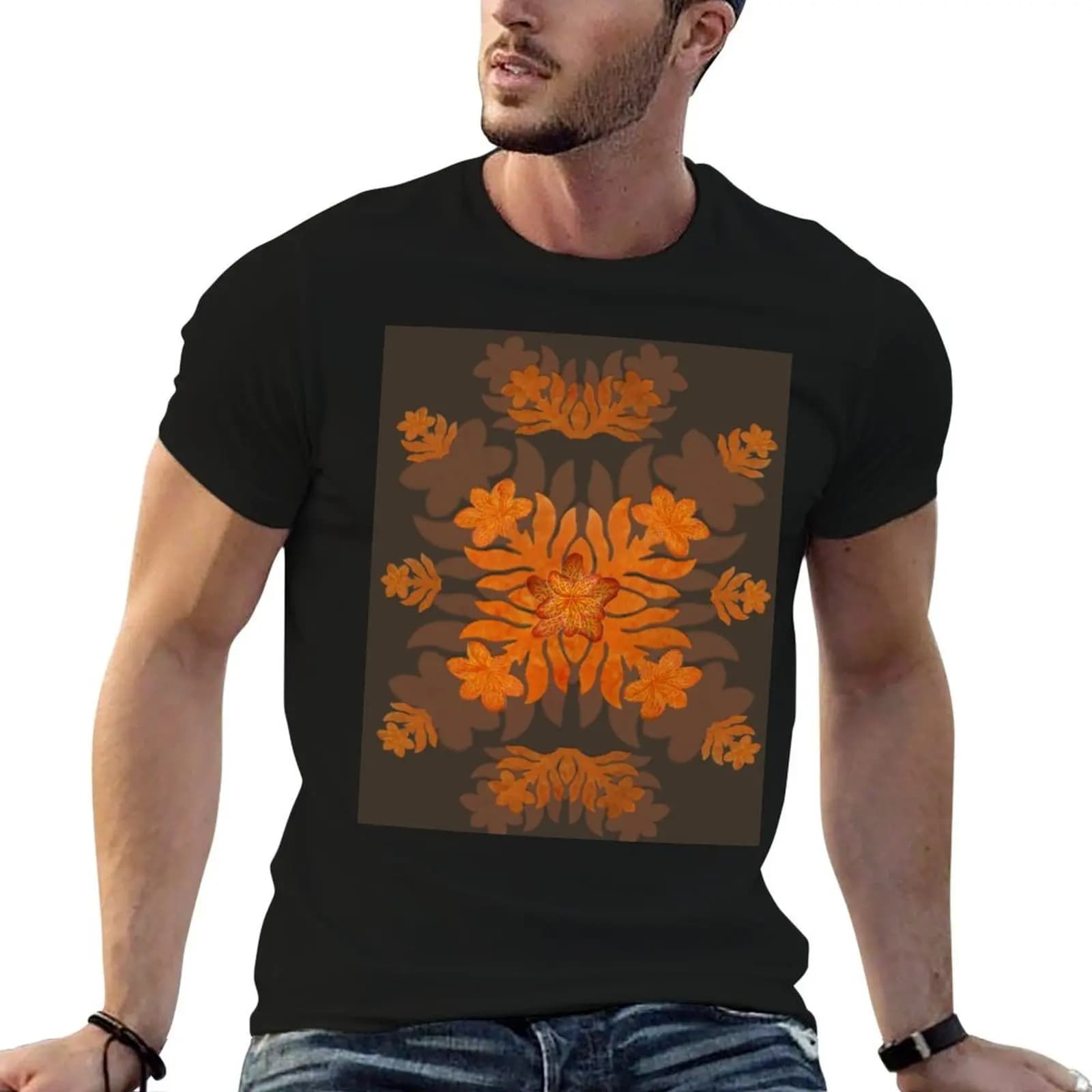 Hawaiian Quilt Series 2: Plumeria T-Shirt anime vintage clothes customs black t shirts for men