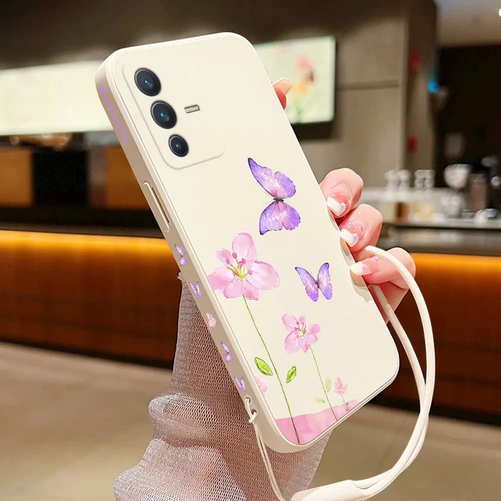 Purple Fresh Butterfly Phone Case for VIVO Y20 Y30 Y50 Y33T Y11 Y12 Y12S Y15 Y17 Y19 Y21 V23 V23E V21 X90 S1 Pro 5G Cover